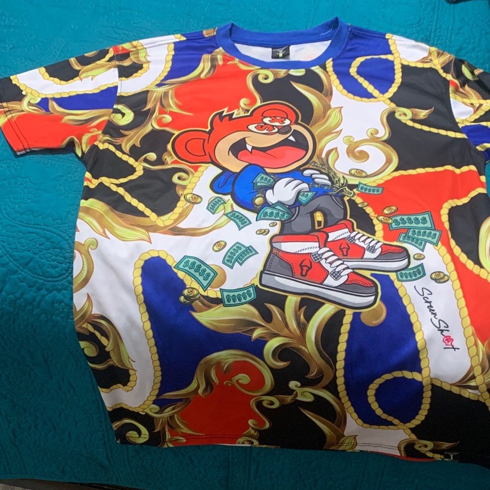 NWOT T-Shirt Mens Retro 90’s Print Cute Technique Tee Bright Colors Size Large